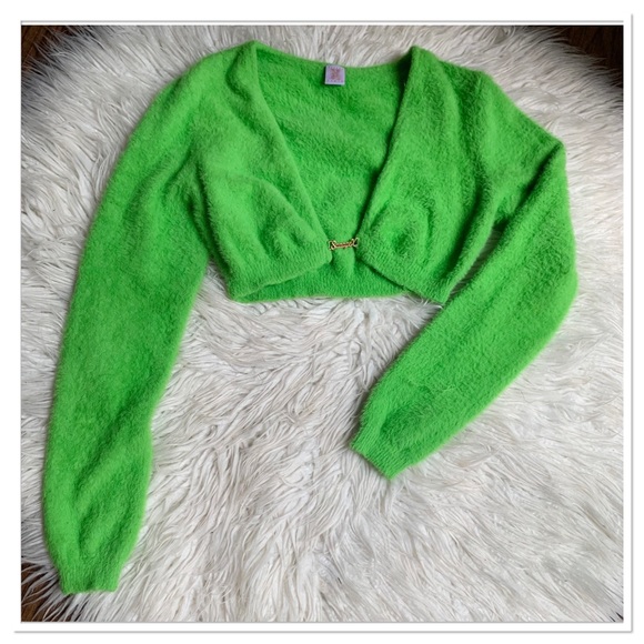 Savage x Fenty Fluff It Up Fuzzy Top And Bottoms Set Green Size Medium - Picture 2 of 10